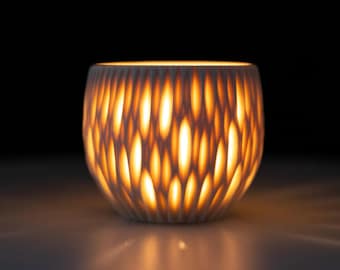 Hand-Carved Porcelain Luminary – Warm, Ambient Candle Holder - 6