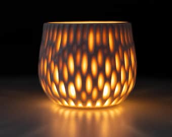 Hand-Carved Porcelain Luminary – Warm, Ambient Candle Holder - 8