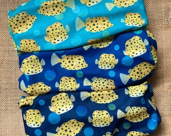 Scaldacollo multifunzionale / fascia per immersioni / scaldacollo / buff - Utile per attività all'aperto e immersioni subacquee; Stampe di animali marini - Pesce scatola