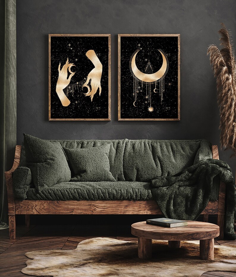 Witchy Wall Decor Celestial Prints Set of 2 Witchy Hand - Etsy
