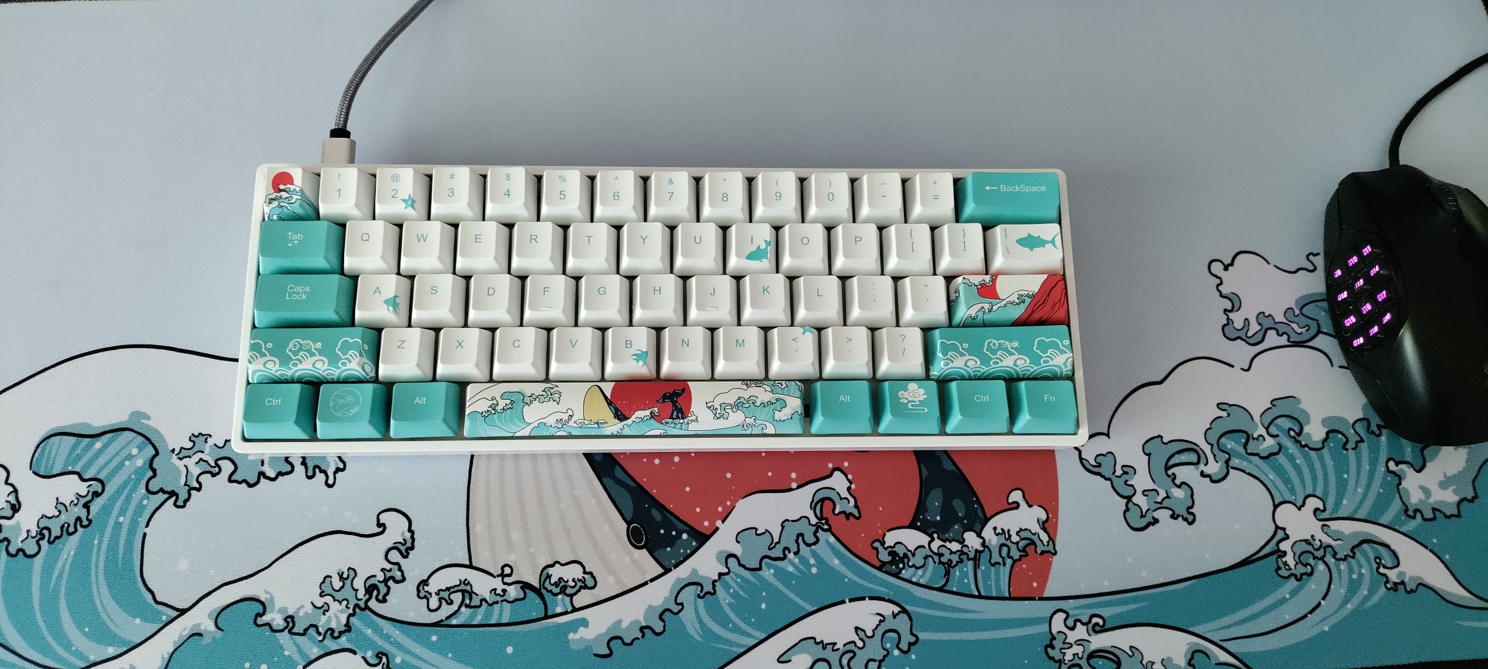 Kanagawa Keycaps Japanese Coral Sea Key Caps Sea Wave Etsy