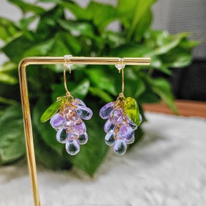 Boucles d&#39;oreilles demoiselle d&#39;honneur raisin, boucles d&#39;oreilles mariage fruits, boucles d&#39;oreilles femme, boucles d&#39;oreilles verre raisin, boucles d&#39;oreilles nourriture, cadeau pour elle