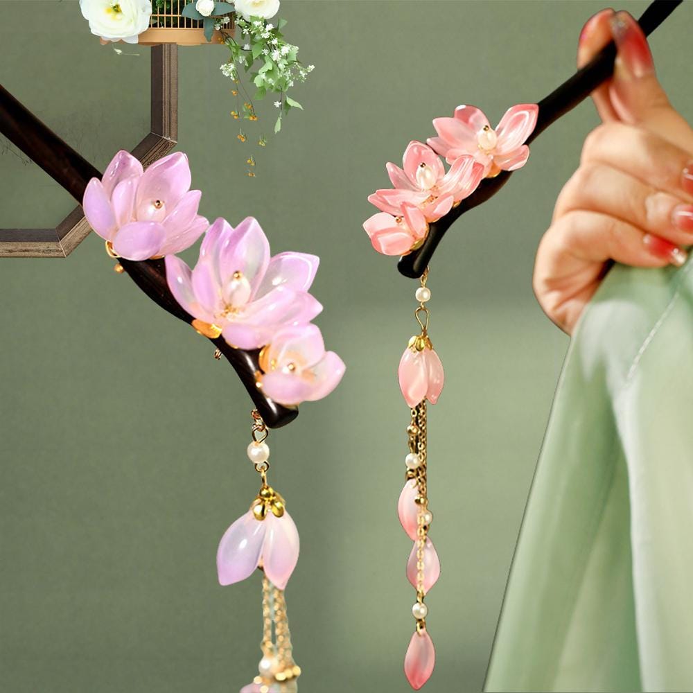 Bastoncini Per Capelli A Fiore Grande Forchette Forcine Per Capelli In Metallo Color Oro Clip Per Capelli Da Donna Gioielli Chinsese Step Shake Headpieces - Foto 9