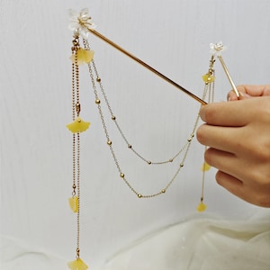 Ginkgo Metal Hair Stick, Tassels Hair Stick, Tassels Gifts, Vintage Flower Hairpin, Hanfu Tassel Hair Forks, Wedding Hair Accessories