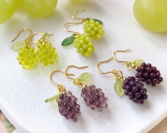 Grape Earrings, Fruit Earrings, Women Earrings, Glass Grape Drop Earrings, Food Earrings, Gift For Her