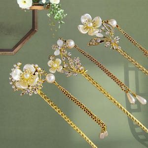 Shell flower hairpin,New Chinese Style Fringe Wooden Hairpin,Ebony Hairpin,Gift,Hanfu Tassel Hair Forks,Wedding Hair Accessories