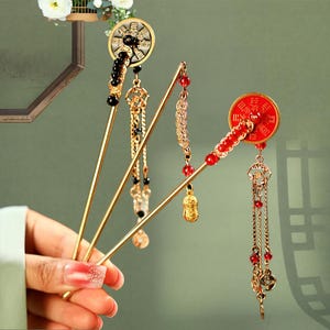 Mountain Ghosts Spend Money On Hairpins,Butterfly Flower Hairpin,Blue Hair Stick,Hanfu Tassel Hair Forks,Wedding Hair Accessories