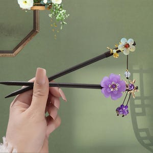 Ancient Style Wooden Hairpin,Suzuran Flower Tassel Hairpin,Ebony Hairpin,Gift,Hanfu Tassel Hair Forks,Wedding Hair Accessories