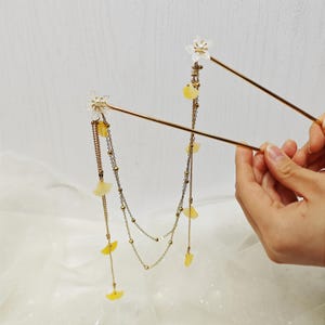 Ginkgo Metal Hair Stick, Tassels Hair Stick, Tassels Gifts, Vintage Flower Hairpin, Hanfu Tassel Hair Forks, Wedding Hair Accessories