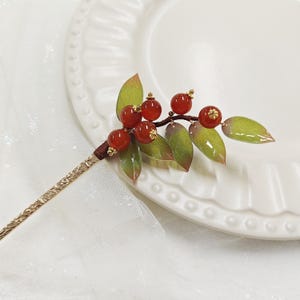 Red Metal Hair Stick, Flower Hair Stick, Bridesmaids Gifts, Vintage Flower Hairpin, Hanfu Tassel Hair Forks, Wedding Hair Accessories