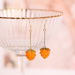 Fruit Earrings,Raspberry Earrings, Women Earrings, Glass Raspberry Drop Earrings, Food Earrings,, Gift For Her