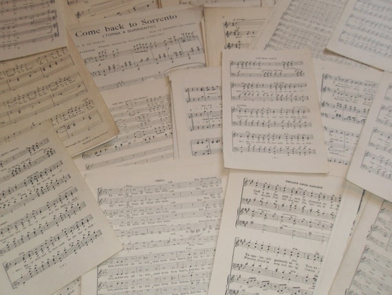 20 Pages Vintage and Antique Sheet Music Original Full Sheets Black and White Ephemera for Crafts Decoupage Scrapbooking Junk Journals