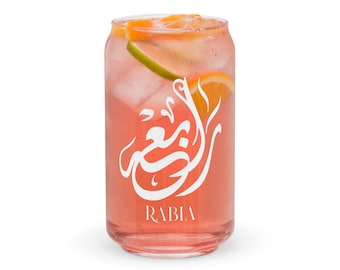 Custom Can-shaped glass with Arabic Calligraphy