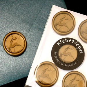 Klebesiegel Weihnachten Hirsch Rentier Motiv Dekoration für Briefe Geschenke Karten Anhänger Siegel selbstklebend gold Optik wie Wachssiegel