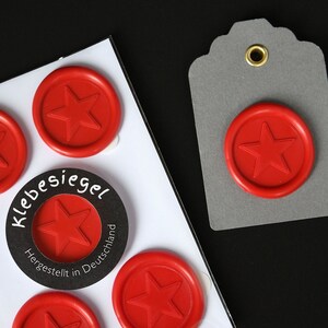 Klebesiegel Stern Weihnachten burchfest und kratzsicher für Briefe Geschenke Karten Anhänger Siegel selbstklebend rot Optik wie Wachssiegel