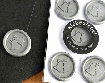 Seal self-adhesive with bells Motif for letters Gifts Cards Envelope silver Letter seal Adhesive seal scratch-resistant and shatterproof