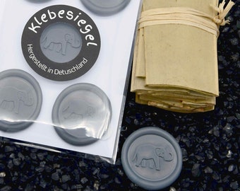 Seal self-adhesive with elephant Motif for letters Gifts Cards Envelope grey Letter seal Adhesive seal scratch-resistant and shatterproof