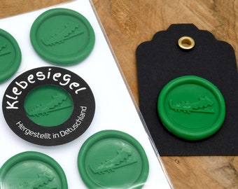 Seal self-adhesive with crocodile Croco motif in green for letters Gifts Cards Envelope Letter seal Adhesive seal scratch-resistant and shatterproof