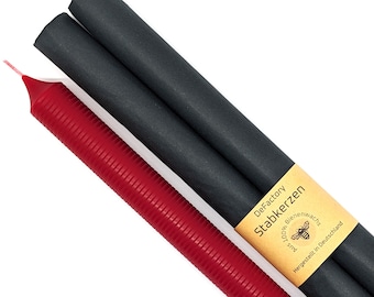 Stick candles 100% beeswax rings surface 2 pieces burning time approx. 14 hours height 25 cm Ø 2.2 cm premium candle grooved table candle household candle