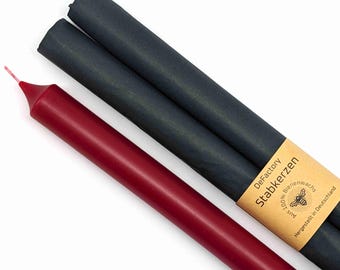 Stabkerzen 100 % Bienenwachs durchgefärbt Set 2 Stück 250 x 22mm Haushaltskerzen Tafelkerzen