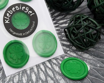 Seal self-adhesive CloverLeaf Happiness Motif for letters Gifts Cards Envelope green Letter seal Adhesive seal scratch-resistant and shatterproof