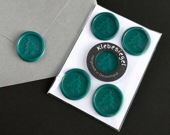 Adhesive seal Christmas Christmas tree motif decoration for letters gifts cards pendant seal self-adhesive green look like wax seal