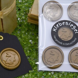 Siegel selbstklebend mit Hase Hasen Motiv für Briefe Geschenke Karten Kuvert gold Briefsiegel Klebesiegel kratzfest und bruchsicher