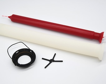Silicone mold for taper candles, 25 cm candle mold with hanger and wick centering, DIY silicone wax candle making