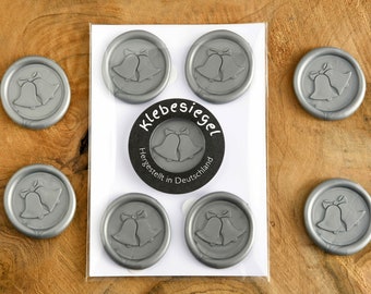 Adhesive seal Christmas bells motif decoration for letters gifts cards u.v.m. seal self-adhesive silver optics like wax seal