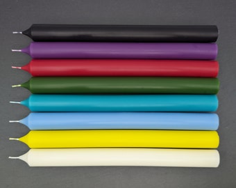 Stick candle 100% beeswax table candle smooth colored 250mmx22mm candle candlestick red green black purple turquoise white yellow light blue