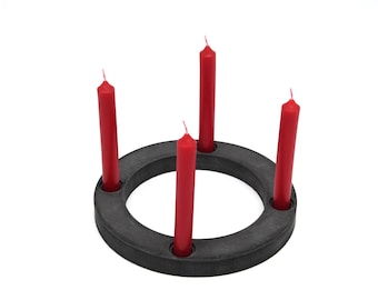 Concrete Advent wreath for tree candles candlestick Advent colored black