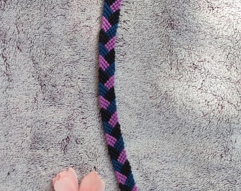 Bracelet Amitié Brésilien Tissu - Champagne & Violet - Ajustable - Neuf Sans Emballage