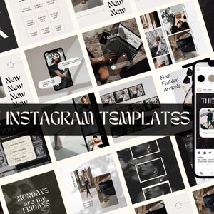 35 Instagram Post Templates, Black and White IG Posts, Social Media Templates for Business, Luxury Aesthetic, Canva