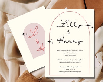 Retro Wedding Invitation Template, Mid Century Modern Wedding, Wedding Stationary, mid century Invitation, Modern Wedding, printable