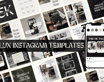 35 Instagram Post Templates, Black and White IG Posts, Social Media Templates for Business, Luxury Aesthetic, Canva