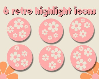 6 Retro Flower Power Instagram Highlight Icons, 60's/70's Aesthetic IG Highlight Covers