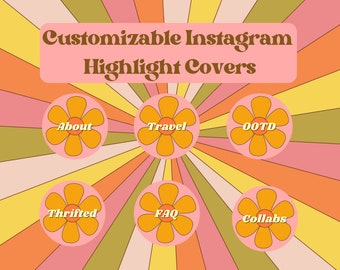 Retro Instagram Highlight Covers, Editable Colorful Instagram Highlight Icons