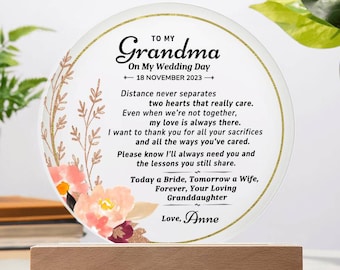 Oma van de bruid cadeau, oma cadeau van bruid, huwelijkscadeau voor oma oma, huwelijkscadeau grootmoeder, cadeau aan oma op trouwdag