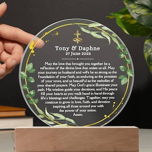 Wedding Marriage Prayer Christian Wedding Gift to Son and Daughter In Law Marriage Blessing Couple Religious Gift Acrylic Light Personalized