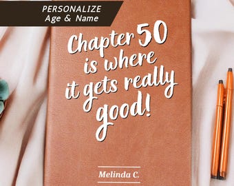 50th Birthday Gift for Women Personalized Birthday Journal for 50 yr old Friend Turning 50 Gift for Women Leather Journal 50 th Gift Idea