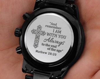 Christian Gifts for Men Engraved Watch for Men Engraved Bible Verse Custom Engraved Watch Christian Watch Christian Gifts for Son Grandson