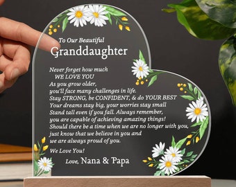 Geschenk für Enkelin, für meine Enkelin Geschenk einzigartig, Enkelin Geburtstag Weihnachtsgeschenk für Enkelin Plaque Nachtlicht