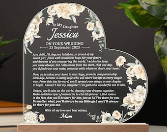 Wedding Gift for Daughter, Daughter Wedding Plaque, Daughter Gift on Wedding from Mom Dad, To Our Daughter Wedding, Bride Gift from Parents