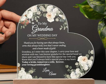 Grootmoeder van de bruid Cadeau van bruid aan oma Huwelijkscadeau voor grootmoeder bruiloft Uniek sentimenteel cadeau voor mijn oma trouwdag