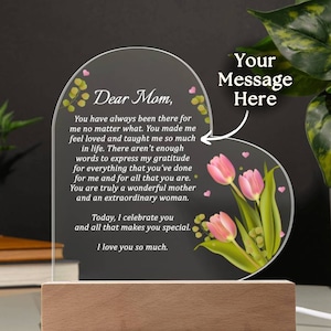 A mi mamá carta personalizada regalo para mamá regalo placa acrílica mensaje del día de la madre ideas de regalo para la abuela Nana mamá cumpleaños regalo único