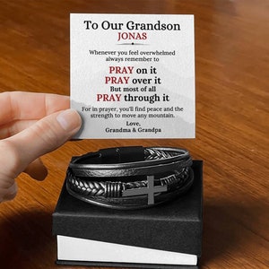 To My Our Grandson Gift Leather Bracelet, Grandson Gift from Grandma Grandpa, Grandparents to Grandson Gift, Grandson Christmas Gift Ideas