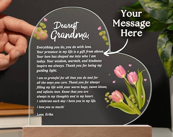 Personalized Gift for Grandma Nana Grandmom Grandmother Gifts Mother's Day Gift Ideas Custom Message Letter to Grandma Acrylic Plaque Gift