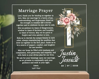 Oración matrimonial, Regalo de boda cristiano, Regalo de boda para yerno y nuera, Regalo de boda personalizado para pareja cristiana
