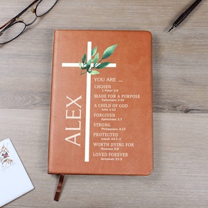 Leather Journal for Men Personalized Leather Journal for Boys Christian Gift Journal for Him Gift for Grandson Brother Bible Study Journal