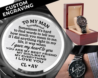 Personalized Watch Boyfriend Gift for Him, Engraved Watch Husband Gift, Anniversary Gift To My Man Boyfriend Birthday Husband Watch Custom